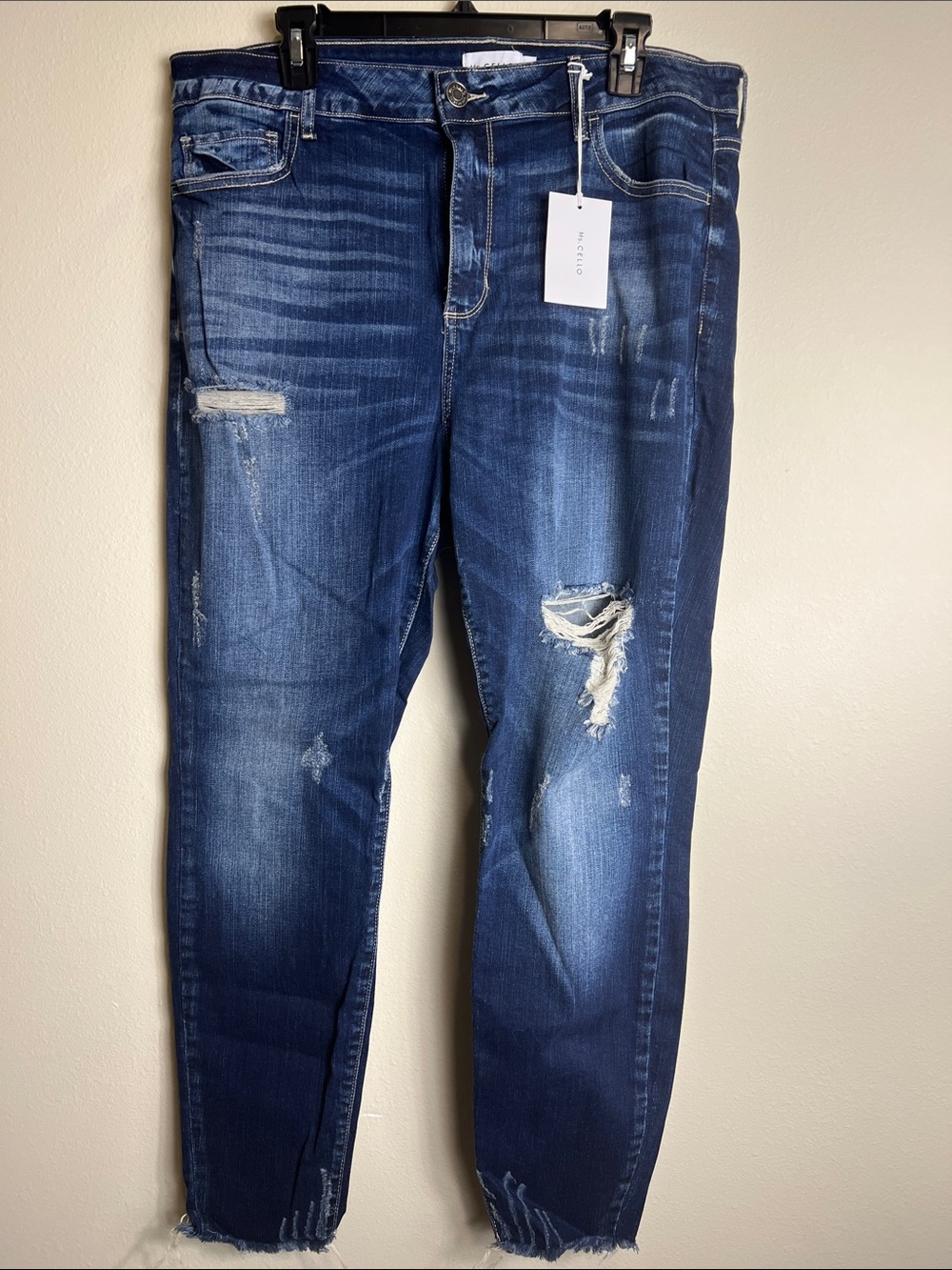 Cello Distressed Dark Blue Boyfriend Jeans